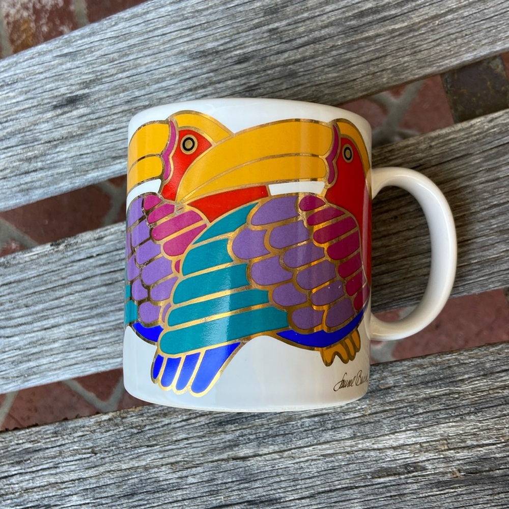 Laurel Burch toucan parrot mug